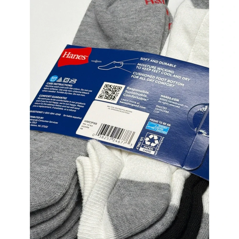 Hanes Mens 8 Pairs Value Cushion No Show‎ Socks Soft Durable Comfort Size 6-12